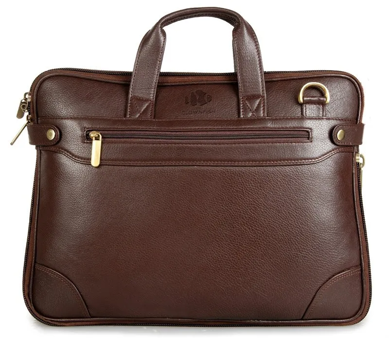 14 inch Leather Laptop & Tablet Messenger Bag - Premium Leather | Padded Shoulder Strap | Brown