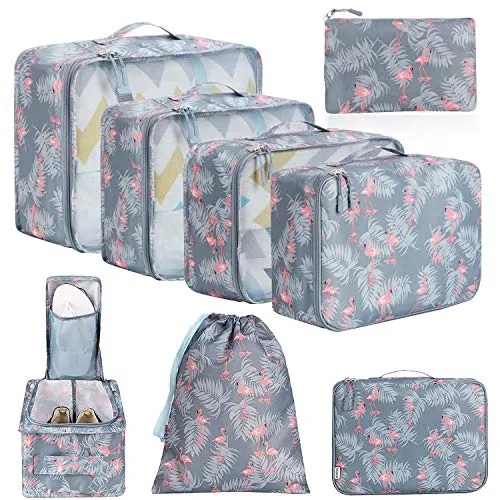 BAGAIL 8 Set Packing Cubes, Lightweight Travel Luggage Organizers - Red
