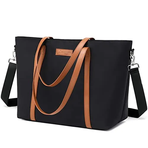 BUG Lightweight Women Laptop Tote Bag for Work, Casual Handbag for Travel Beach College Teacher Black