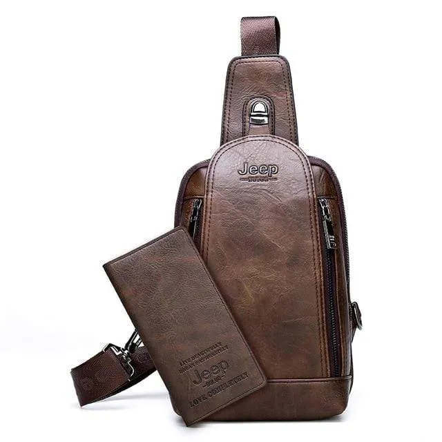 Durable Travel & Hiking Cross Body Shoulder Large Capacity Leather Sling Bag