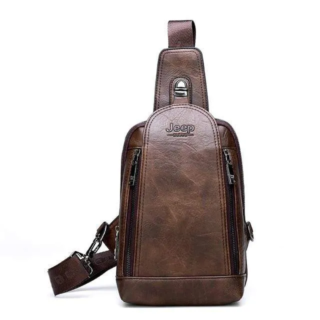 Durable Travel & Hiking Cross Body Shoulder Large Capacity Leather Sling Bag
