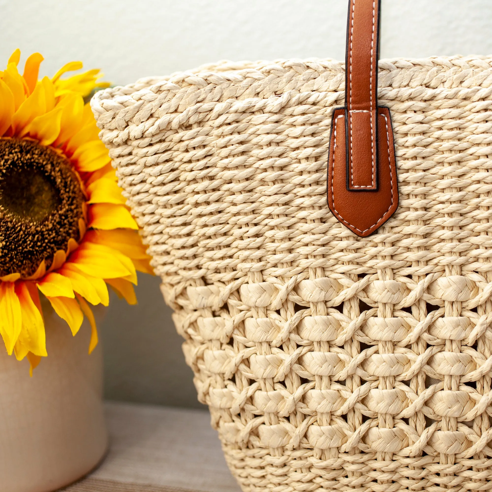 Elena Handbags Straw Basket Tote Bag