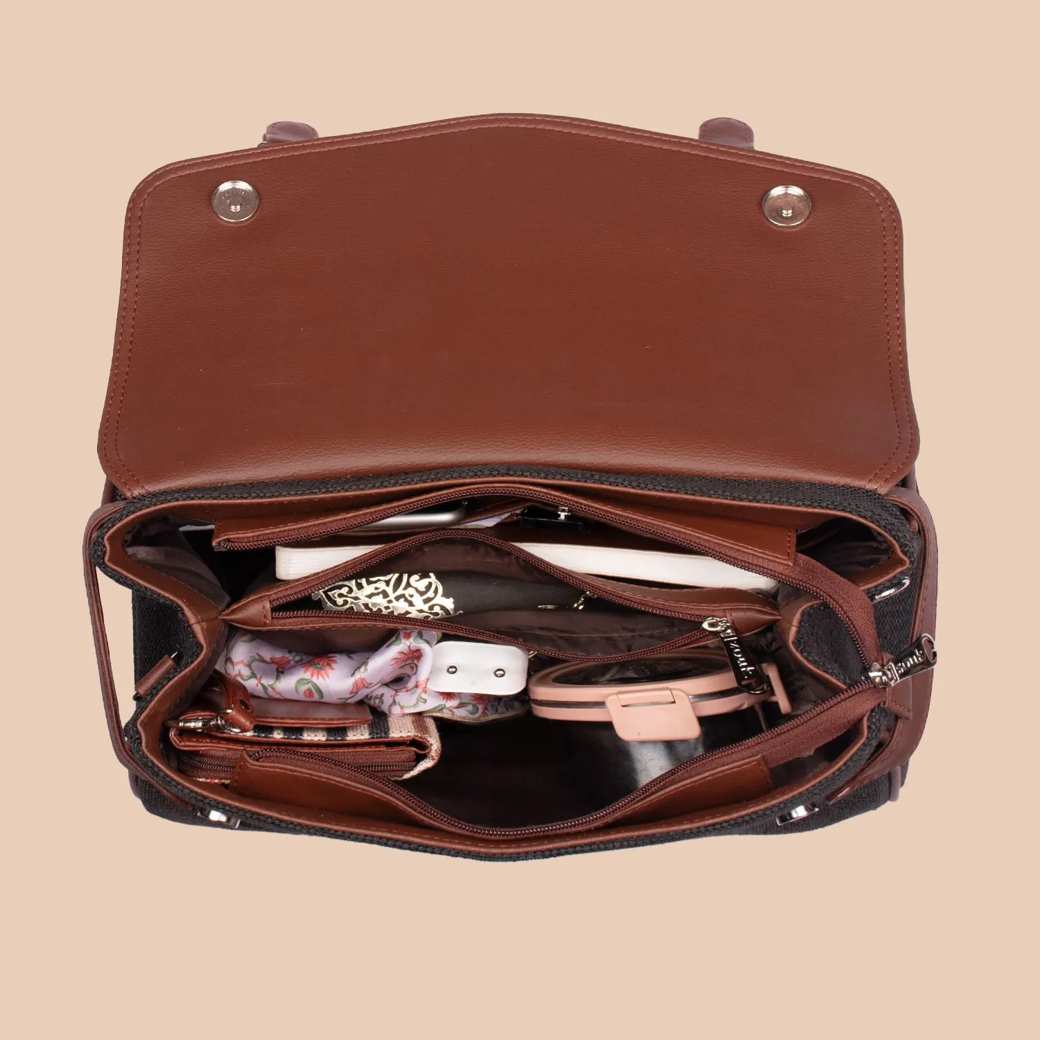 Konkona Heritage Satchel Bag - Qutub Stripes