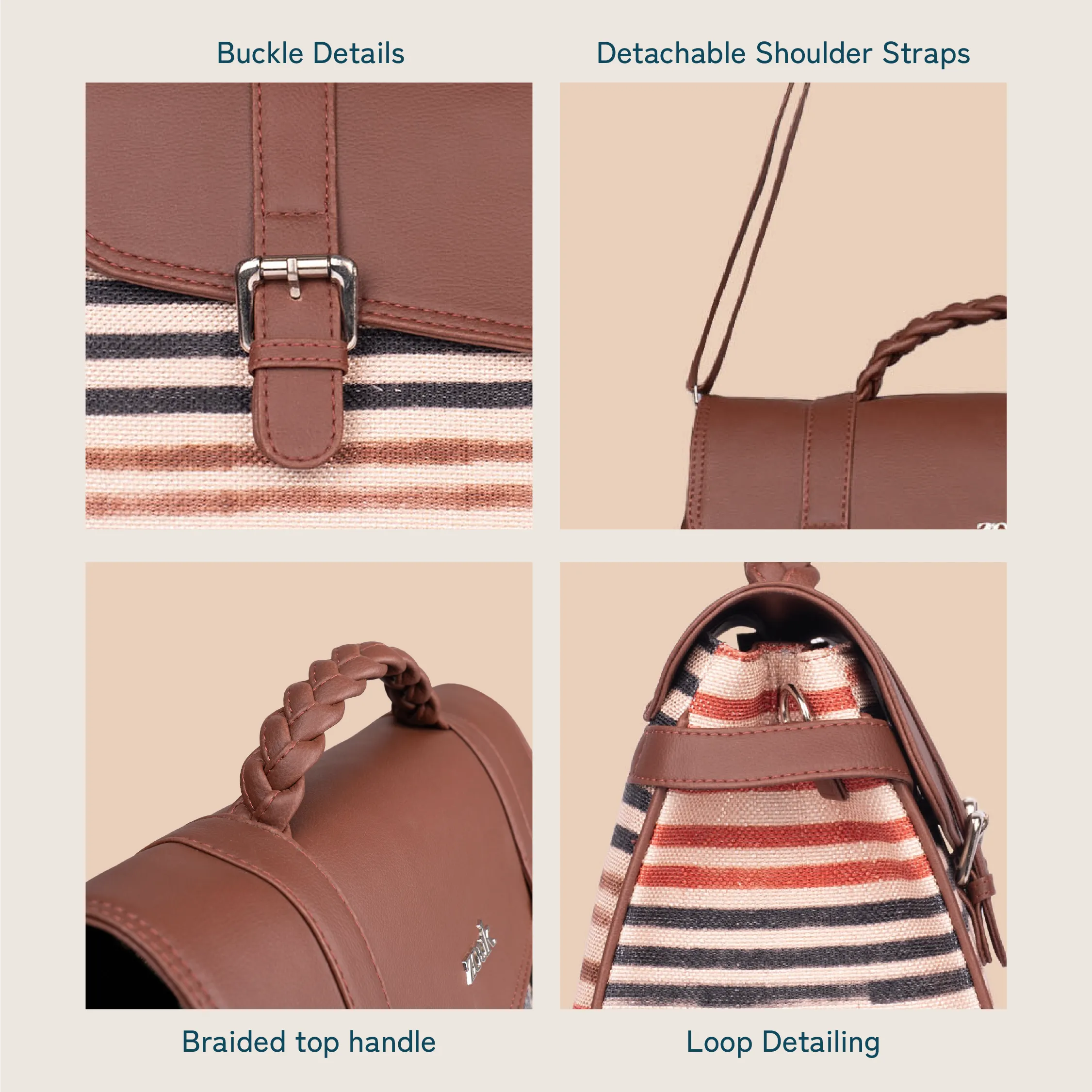Konkona Heritage Satchel Bag - Qutub Stripes