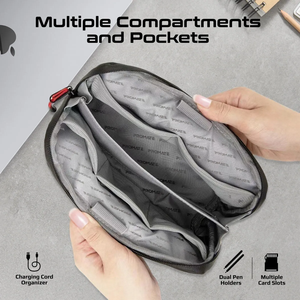 Lightweight Tech Essential Organizer Pouch Bag with Multiple Pockets