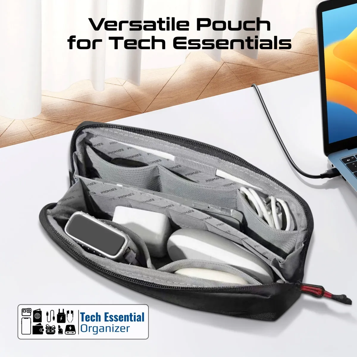 Lightweight Tech Essential Organizer Pouch Bag with Multiple Pockets