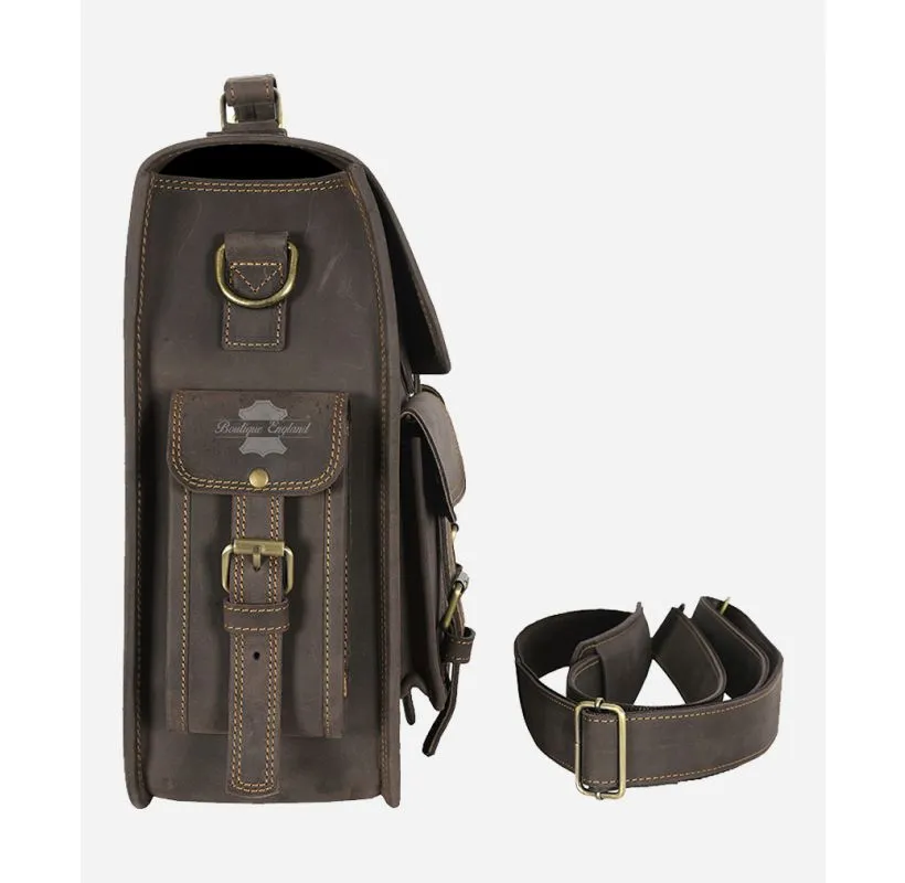MEN'S LAPTOP BRIEFCASE BAG VINTAGE Leather Messenger Cross Body Bag