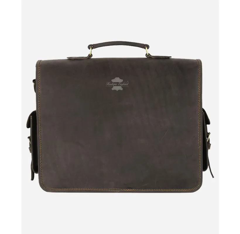 MEN'S LAPTOP BRIEFCASE BAG VINTAGE Leather Messenger Cross Body Bag