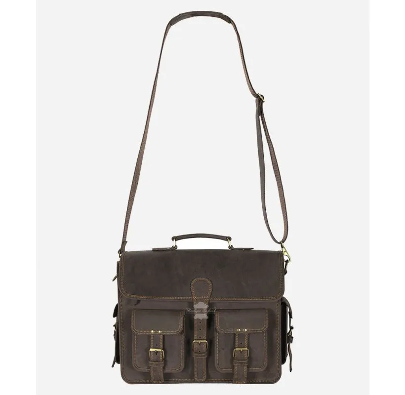 MEN'S LAPTOP BRIEFCASE BAG VINTAGE Leather Messenger Cross Body Bag