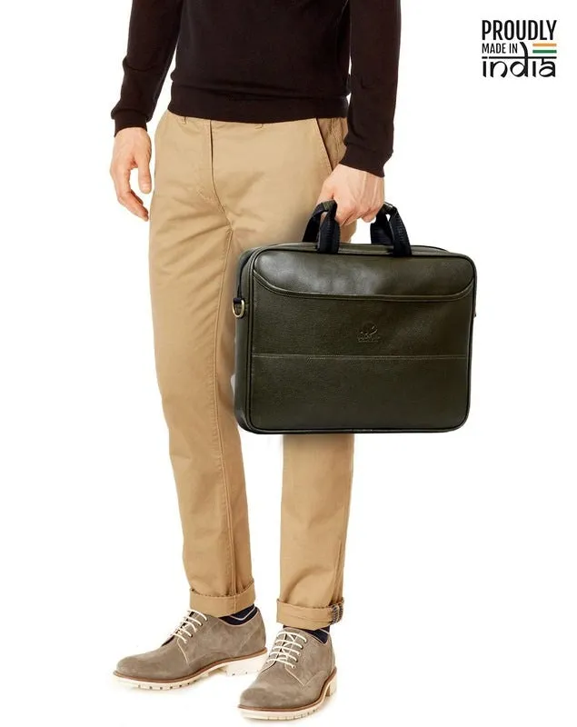 THE CLOWNFISH Divine Faux Leather Laptop Messenger Bag - Stylish, Water Resistant | 15.6 inch | Green