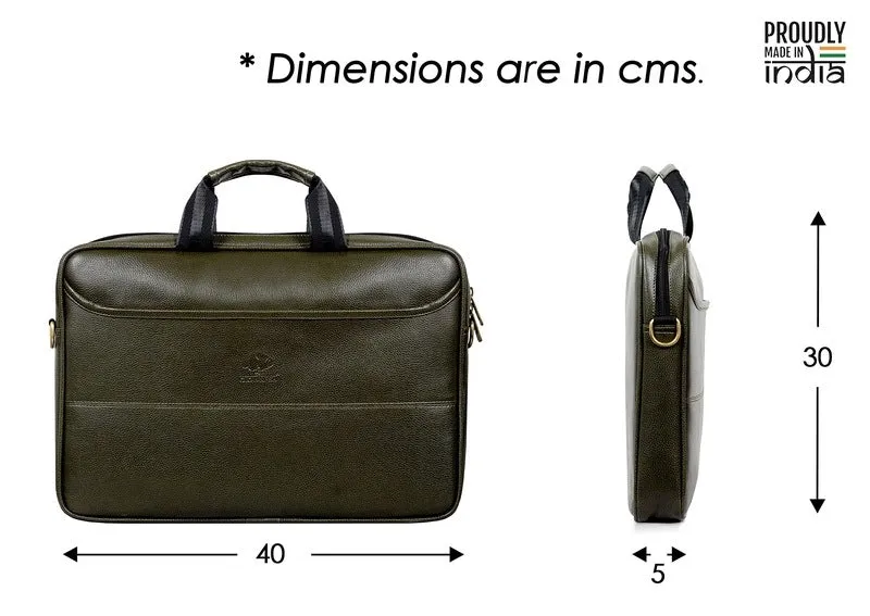 THE CLOWNFISH Divine Faux Leather Laptop Messenger Bag - Stylish, Water Resistant | 15.6 inch | Green