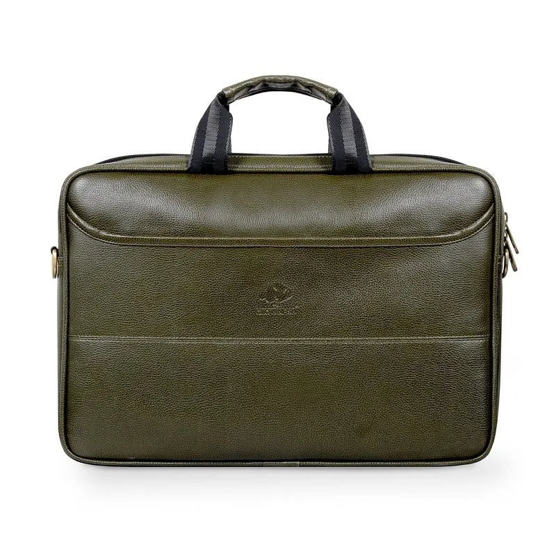 THE CLOWNFISH Divine Faux Leather Laptop Messenger Bag - Stylish, Water Resistant | 15.6 inch | Green