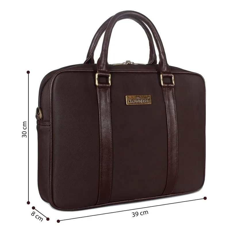 THE CLOWNFISH Domino Faux Leather Unisex Laptop Messenger Bag | 14 inch | Black