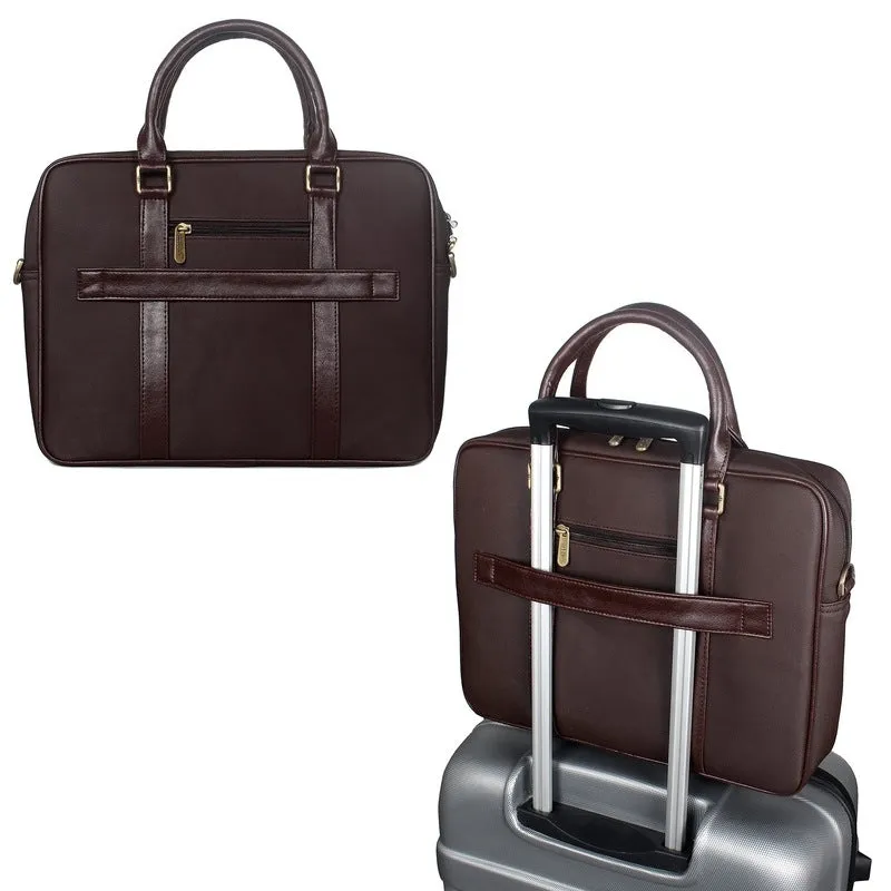 THE CLOWNFISH Faux Leather 15.6 inch Laptop Messenger Bag Briefcase (Dark Brown)